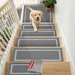 COSY HOMEER Stair Treads Non-Slip, 15PCS 9"x28" Stair Runners for Wooden Steps Indoor, Carpet Stair Treads for Kids and Dogs, 100% Polyester TPE Backing Rugs, Grey