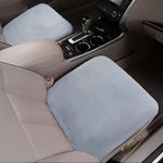 CottonFry Car Seat Cover/Pad, Soft Rabbit Fur Cover, Fluffy Plush Vehicle Protector Pad with Non-Slip Backing (Grey, 1 Front (20x20))