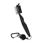 Tyouki Golf Club Brush and Club Groove Cleaner, Nylon & Steel Brush Golf Clean tool with Retractable Zip-line, Aluminum Carabiner-Lightweight/Ergonomic Design/Easily Attaches to Golf Club Bag