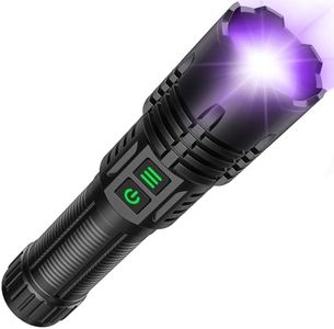 AdamStar UV Flashlight Rechargeable, 2-in-1 Powerful Blacklight LED Flashlight, Tactical 6 Modes Bright High Lumens Water Resistant Zoomable Detector for Pet Urine Curing Resin Camping Emergencies