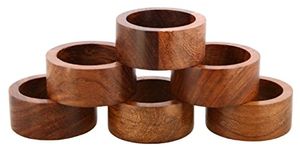 Ajuny Handcrafted Wooden Sleek Plain Napkin Ring Everyday Use Decorative 1.5" Napkin Holders - Set of 6 - Perfect for Table Decor, Dinner Party, Dining Parties Tabletop, Table Decoration