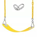 REZNOR Heavy Duty Flexible Swing Seat with Metal Triangle Ring, 2 Meter Anti-Rust Chain Set for Kids & Adults, Playground, Jungle & Gym, Yellow