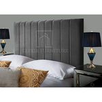 Portland Handmade Headboard Divan Bed Bedroom Decor Hotel Furniture Plush Velvet (Grey, Super-king 6ft, Height 36 inch)