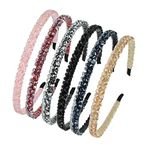 Xiwstar 6Pcs Crystal Beads Headbands Bling Rhinestone Hairband Hair Hoop Band Women Girls Hair Accessories