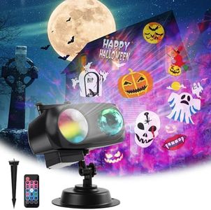 Halloween Christmas Projector Lights Outdoor, Brighter 14 HD Slides (3D Ocean Wave+Patterns) Waterproof Outdoor Indoor Holiday Projector Lights for Yard Garden Light Show Xmas Halloween Decorations