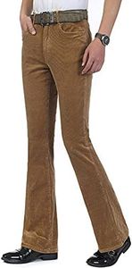 Idopy Men`s Classic Corduroy Bell Bottom Flares Jeans Stretchy 60s 70s Bootcut Pants Trousers, Khaki, 30