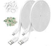 JJMASEE 2 Pack 26FT Power Extension Cable for Wyze Cam V3,WyzeCam Outdoor,Arlo Essential,Eufy,Kasa,Yi,Blink Camera,NestCam Indoor,Micro USB Charging Cord for Security Camera(White)