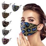 SIOFN 6 Pack Sequin Glitter Fabric Stylish Bling Rhinestone Face M.a.s.k with Adjustable Ear Loops for Men & Women, Washable Reusable (6pcs, Leopard Sequin)