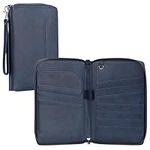 Navaris Family Passport Holder - Large Capacity Travel Wallet with RFID Protection - Premium Imitation Leather Document Organiser for Holiday Travellers - Navy