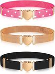 Hamry 3 Pieces Girl Belts Kids Elastic Stretch Belt Adjustable Stretch Belts Elastic Heart Kids Belt for Girls, Apricot