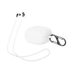 kwmobile Case & Strap Compatible with Samsung Galaxy Buds 2 Case - Cover & Cord Holder Set - White/White