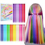 Kyerivs Colored Clip in Hair Extensions 22inch Rainbow Heat-Resistant Straight Highlight Hairpieces Cospaly Fashion Party Christmas Gift For Kids Girls 12 Color in 24 pcs