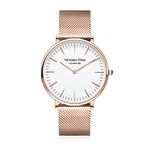 VICTORIA HYDE Analog Quartz Watches for Women Men Unisex Wrist Watches Minimalist Waterproof Stainless Steel Mesh Band Rose Gold