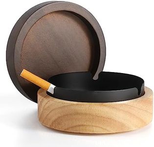 DDAJJAJ Cute Ashtrays for Cigarettes Smokeless Ash Tray with Stainless Steel Liner Windproof Wooden Ashtray with Lid for Home Office Tabletop Outside Patio