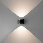 Tubicen Black LED Dimmable Wall Sconce, 10W Bright Up and Down Wall Light, Modern Indoor Wall Lights for Hallway Stairway Bedroom Home Theater, 3000K, Square