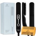 Aberlite Beard Straightener for Men (2019) Beard Straightening Heat Brush Comb Ionic - Electric Dual Voltage (100V-240V) - For Home & Travel