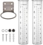 HUTNUOY 7" Capacity Rain Gauge Stainless Steel Fence Mounting Bracket with 2 Pcs Rain Gauge Replacement Tube Glass for Outdoor Garden Yard Home, Lip Design, Best Rated, Easy to Read