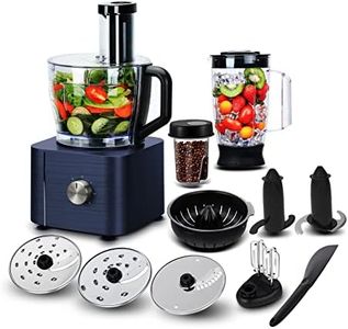 Food Processor, TopStrong 11-in-1 food processor and blender with Chopping Blending Kneading Grinding Whisking Juicing, 1100W, 3 Speeds Plus Pulse, 3.2 L Bowl and 1.5L Jug Blender, Color Blue