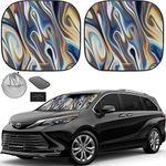 Autoamerics 2-Piece Windshield Sun Shade - Chrome Liquid Foldable Car Front Window Sunshade for Most Cars SUV Truck Heat Blocker Visor Protector Blocks Max UV Rays and Keeps Your Vehicle Cool - Large