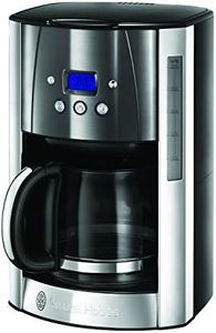 Russell Hobbs Cafetière [Technologie WhirlTech-extraction optimale] Luna grise (1000W,Verseuse en verre 1,5L, 12 tasses, Programmable, Minuteur digital, Auto-Nettoyante) Machine à café filtre 23241-56