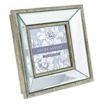 Laura Ashley 4x4 Silver Beveled Mirror Picture Frame, Classic Mirrored Frame with Deep Slanted Angle, Wall-Mountable, Made for Tabletop Display, Photo Gallery and Wall Art, (4x4, Silver)