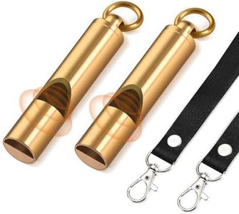 Upeckaroo Brass Emergency Whistles 2 Pack with Tangle-Free Lanyard - Pealess Safety Whistle Survival Loud Blast for Kayak Life Vest, Boating, Camping Hiking, Hunting, Adults