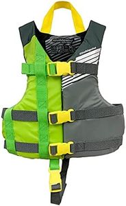 Stohlquist FIT Child (30-50 Lbs) Life Jacket Vest - US Coast Guard Approved for Kids, High Mobility PFD, Easily Adjustable for Juniors & Children | Green/Gray