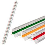 1 PCS Architectural Triangular Scale Ruler Metric 1:100, 1:200, 1:250, 1:300, 1:400, 1:500 Standard 30 CM for Architects, Students, Draftsman and Engineers - Green, Red, Yellow