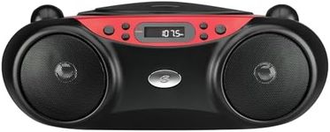 GPX, Inc. Portable Top-Loading CD Boombox with AM/FM Radio and 3.5mm Line In for MP3 Device - Red/Black