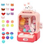 Claw Machine Mini Arcade Machine Toy with 10 Dolls 10 Twist Claw Machine Toys Mini Doll Grabber with Light and Music Interactive Toy Crane Game for Kids Boys and Girls 3+ Pink