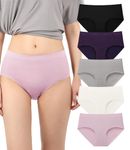 BAMBOO COOL Women's Underwear Mid Waisted Brief Soft Breathable Woman Briefs Side Seamless Panties for Ladies(5 Pack)