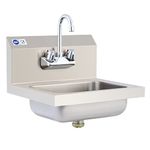 CO-Z 17x15 Stainless Steel Sink with 360 Degree Swivel Gooseneck Faucet and Copper Valve Core, Bar and Kitchen Accessory, Wall Mount Kitchen Sink for Home Bar Restaurant Garage Laundry Bathroom