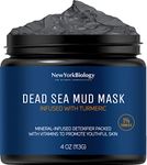 New York Biology Dead Sea Mud Mask for Face and Body with Turmeric Oil- Spa Quality Pore Reducer for Blackheads and Oily Skin, Natural Skincare for Women, Men - Tightens Skin - 4 oz
