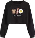 XLXUXU Girls Long Sleeve Sweatshirts Kids Crop Print Funny letters Fashion Pullover Tops, Black-best Friends, 6-8 Years