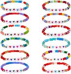 Bonuci 12 Pcs Kids Motivational Friendship Bracelets Letter Beads Bracelets for Girls Toddler Bracelets Gifts Bulk for Girls Kids(Classic)