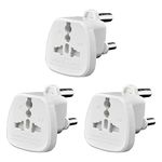 AMOS Universal UK USA EU Europe AU Asia to 3 Pin South Africa Swaziland Worldwide Tourist Visitor Visiter Travel Adaptor Adapter Convertor Converter Type M Mains Plug (White) (3)