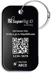 Dynotag Sentry Series Solid Metal Web Enabled Smart Luggage ID Tag + Steel Loop, w. DynoIQ & Lifetime Recovery Service (Midnight Black, Anodized Aluminum)