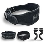 BEAR GRIP - Premium Suede Double Prong Weight Lifting Belt (Black, Large)