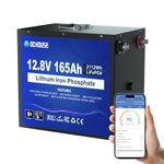 DCHOUSE 12V 165Ah LiFePO4 Lithium Battery, Bluetooth & Low Temp Protection, Safer Metal Shell, 12V Lithium Battery Up to 15000 Cycles, 120A BMS, Perfect for Caravans, Trolling Motors, Marine, Solar