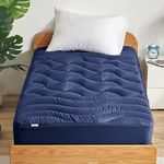 SLEEP ZONE Extra Long Twin Cooling Mattress Topper for College Dorm, Premium Zoned Cool Mattress Pad Cover, Padded Mattress Protector Breathable Washable, Deep Pocket 8-21" (Navy, Twin XL)