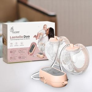 R for Rabbit Lactella Duo Electric Breast Pump Four Modes & Nine Levels of Pumping Anti-Backflow System Rechargeable Lightweight & Portable Milk Pump for Breastfeeding Mothers (Peach)