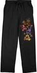 Five Nights at Freddy's Video Game Men's Mini Characters & Pizza Black Sleep Pajama Pants-XX-Large