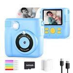 Kids Camera for Boys Girls, Kids Instant Print Camera Toy for 3-14 Year Old, 1080P HD Kids Digital Camera with Photo Paper Birthday Gifts for 3 4 5 6 7 8 9+ Year Old Boy 6 Colour Pens 32GB SD Card