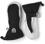 Hestra Heli Ski Womens Glove - Classic Leather Snow Mitten for Skiing, Snowboarding and Mountaineering (Women’s Fit) - Black/Offwhite - 8