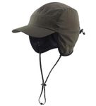 Decentron Waterproof Mens Winter Hats with Brim Fleece Earflaps Hat Warm Baseball Cap Army Green