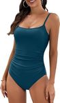 TATAIYA Women's Tummy Control Adjustable Straps One Piece Swimsuit (Teal Blue_SWM05_XXL)