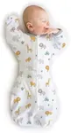 Amazing Baby Transitional Swaddle Sack with Arms Up Half-Length Sleeves and Mitten Cuffs, Medium, 3-6 Months, 14-21 lbs, On Safari (Arms Up Swaddle, Transition Swaddle Sleep Sack for Better Sleep)