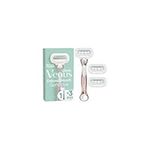 Gillette Venus Deluxe Smooth Sensitive Women's Razor + 3 Razor Blade Refills, with Rose Gold Metal Handle, Lubrastrip with A Touch of Aloe Vera