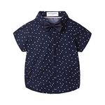 Mud Kingdom Toddler Boy Shirt and Tie Short Sleeve Five-Pionted Stars 3T Navy Blue