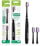 GUM Sonic Powered Toothbrush, Tapered Bristles Clean Below The Gumline, Bundle, Black, 1 Handle(1ct) + 2 Refills(2ct. 1pk)